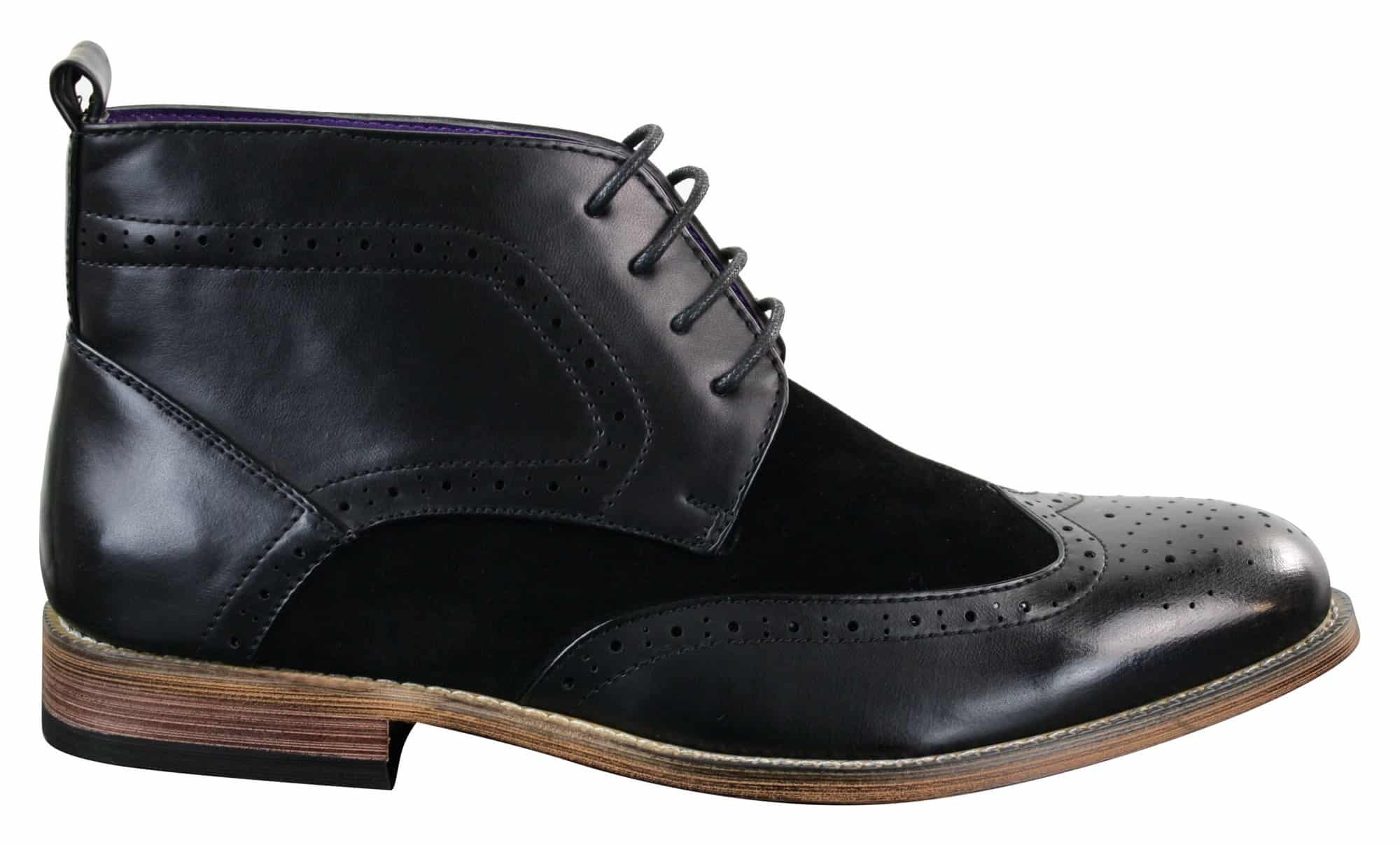 Vīriešu melnas ādas zamšādas PU brogues, viedie ikdienas zābaki, potīšu apavi, mežģīnes