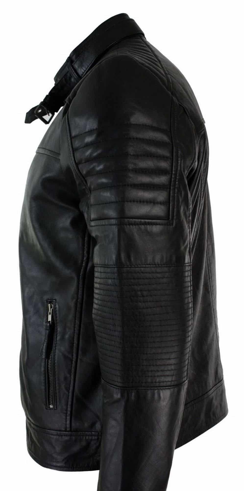 Īsta ādas melna vīriešu baikeru jaka no Retro Vintage Tailored Fit, Lielbritānija