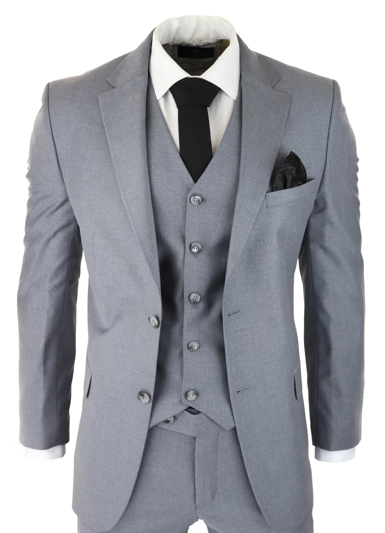 Vīriešu klasisks pelēks trīsdaļīgs uzvalks, pieguļošs, vintage, retro, elegants, formāls, kāzu tērps