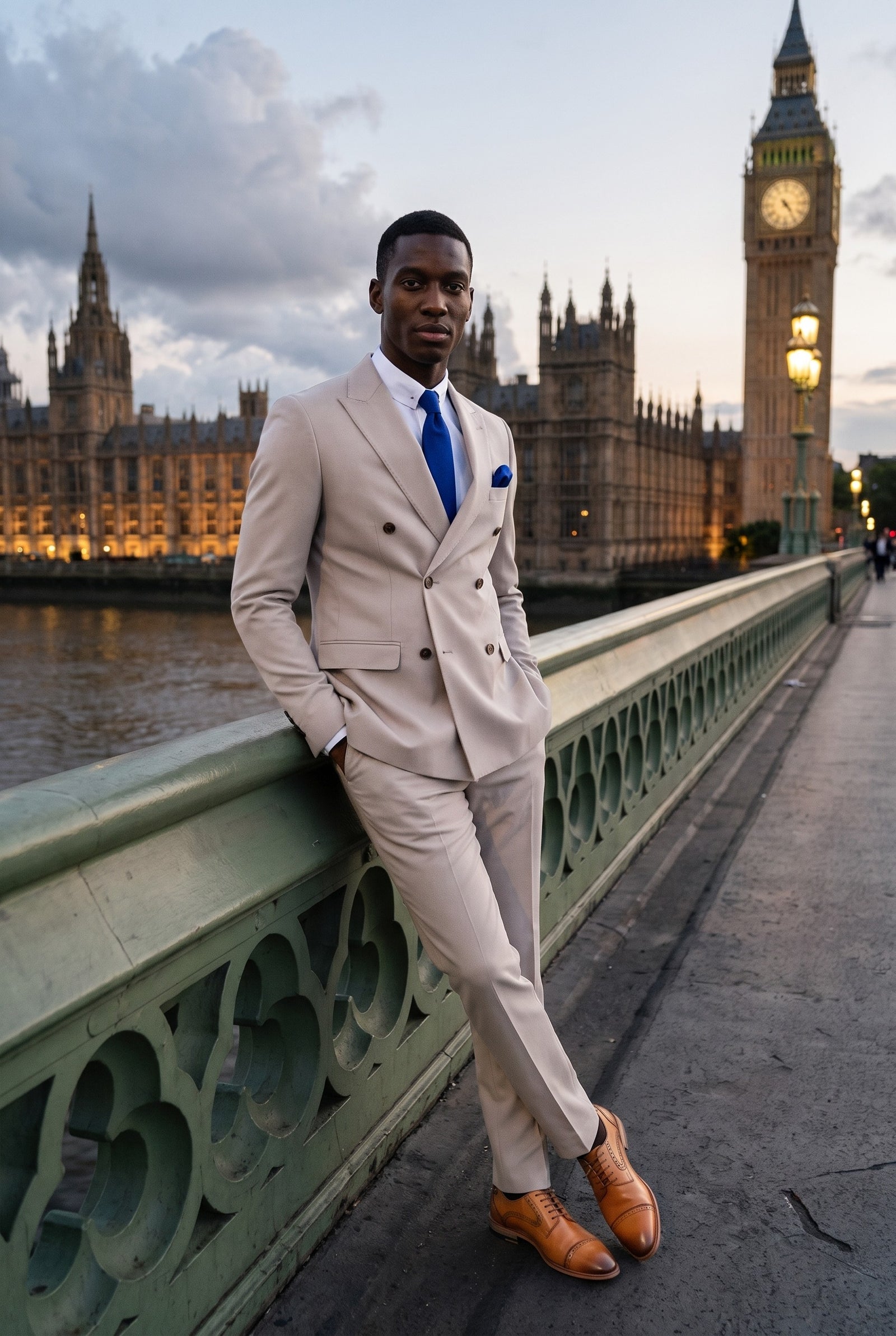 Look #658 styled with Mayfair - vīriešu divdaļīgs akmens krāsas uzvalks ar dubultbrilles
