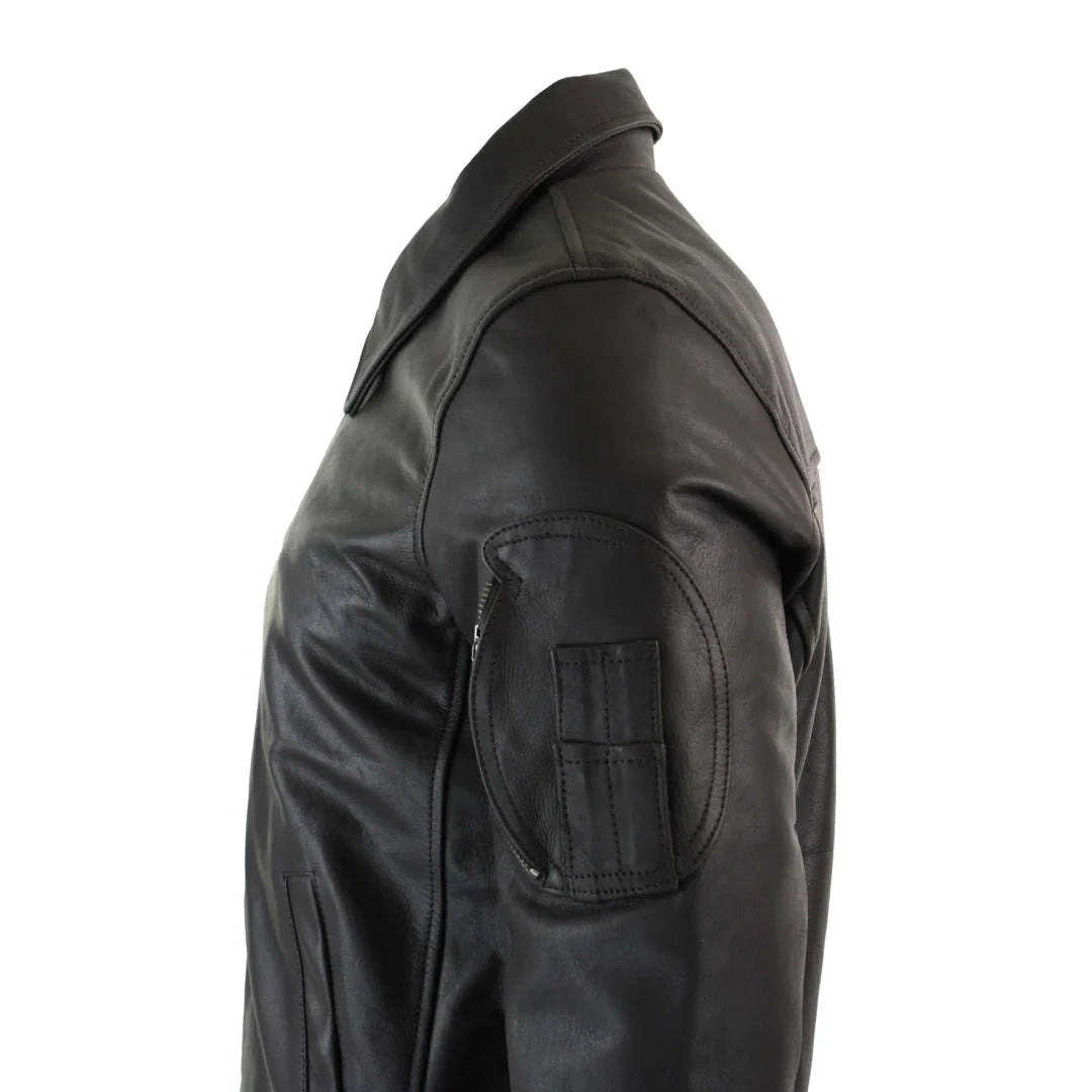 Vīriešu ādas Harrington bomberjaka, brūna, klasiska pilotjaka