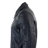 Vīriešu ādas Harrington tumši zila bomberjaka klasiskā pilotjaka