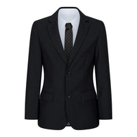 Zēnu melns 5 daļu uzvalks, žakete, veste, krekls, kaklasaites, bikses, kāzas, bēres