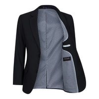 Zēnu melns 5 daļu uzvalks, žakete, veste, krekls, kaklasaites, bikses, kāzas, bēres