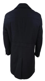 Vīriešu garš melns vilnas mētelis