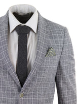 Vīriešu melni pelēks rūtains divdaļīgs lina uzvalks
