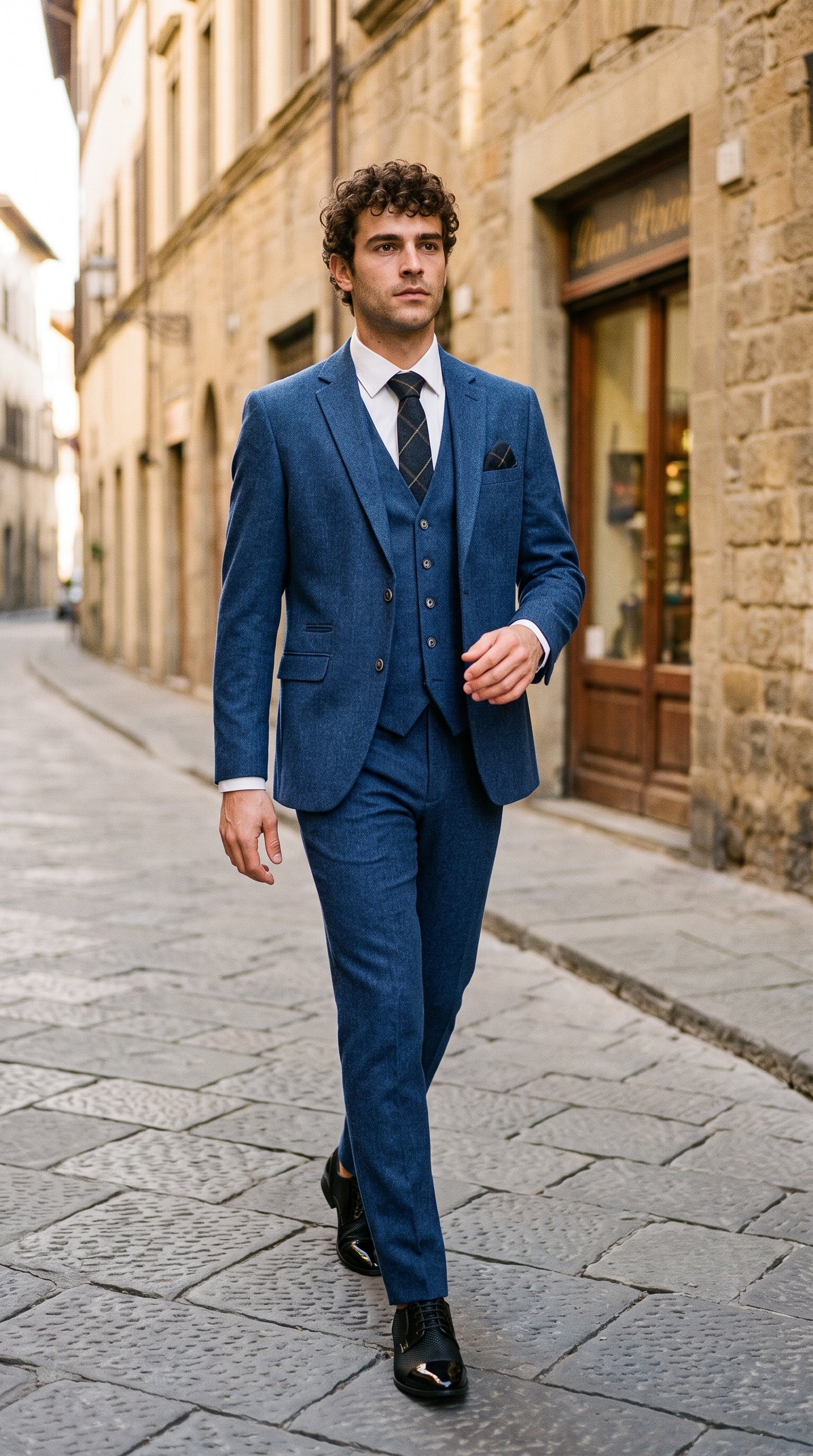Look #263 styled with Cavani Orson - zils tvīla trīsdaļīgs uzvalks