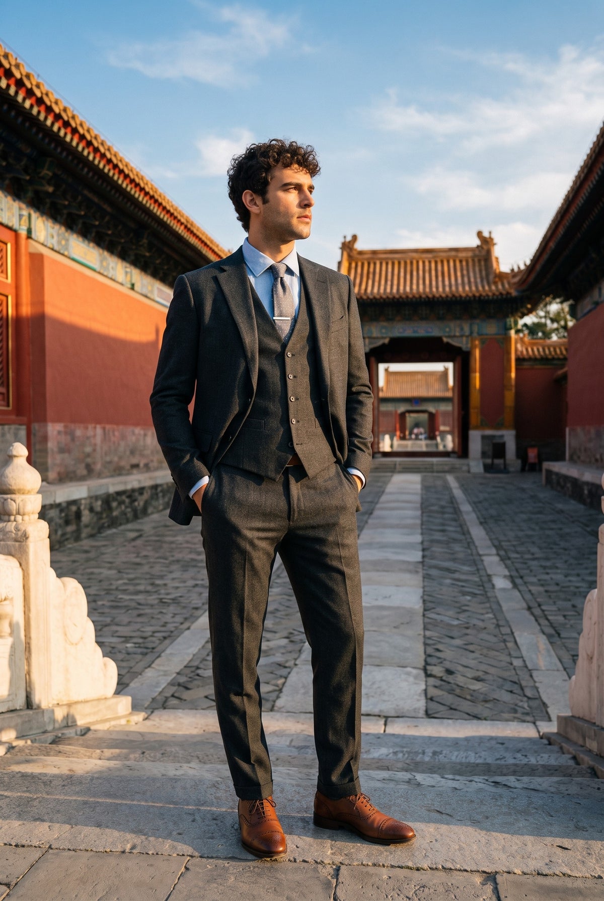 Look #179 styled with Bond - vīriešu ogļu krāsas trīsdaļīgs, pieguļošs uzvalks