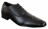 Gio Gino 907001 vīriešu melnas elegantas, formālas, PU ādas, šņorētas brogu kurpes Gatsby itāļu klasiskās