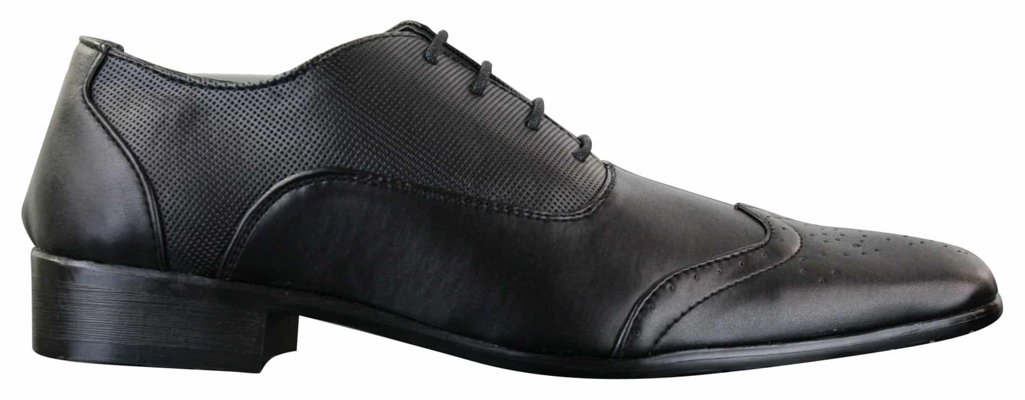 Gio Gino 907001 vīriešu melnas elegantas, formālas, PU ādas, šņorētas brogu kurpes Gatsby itāļu klasiskās