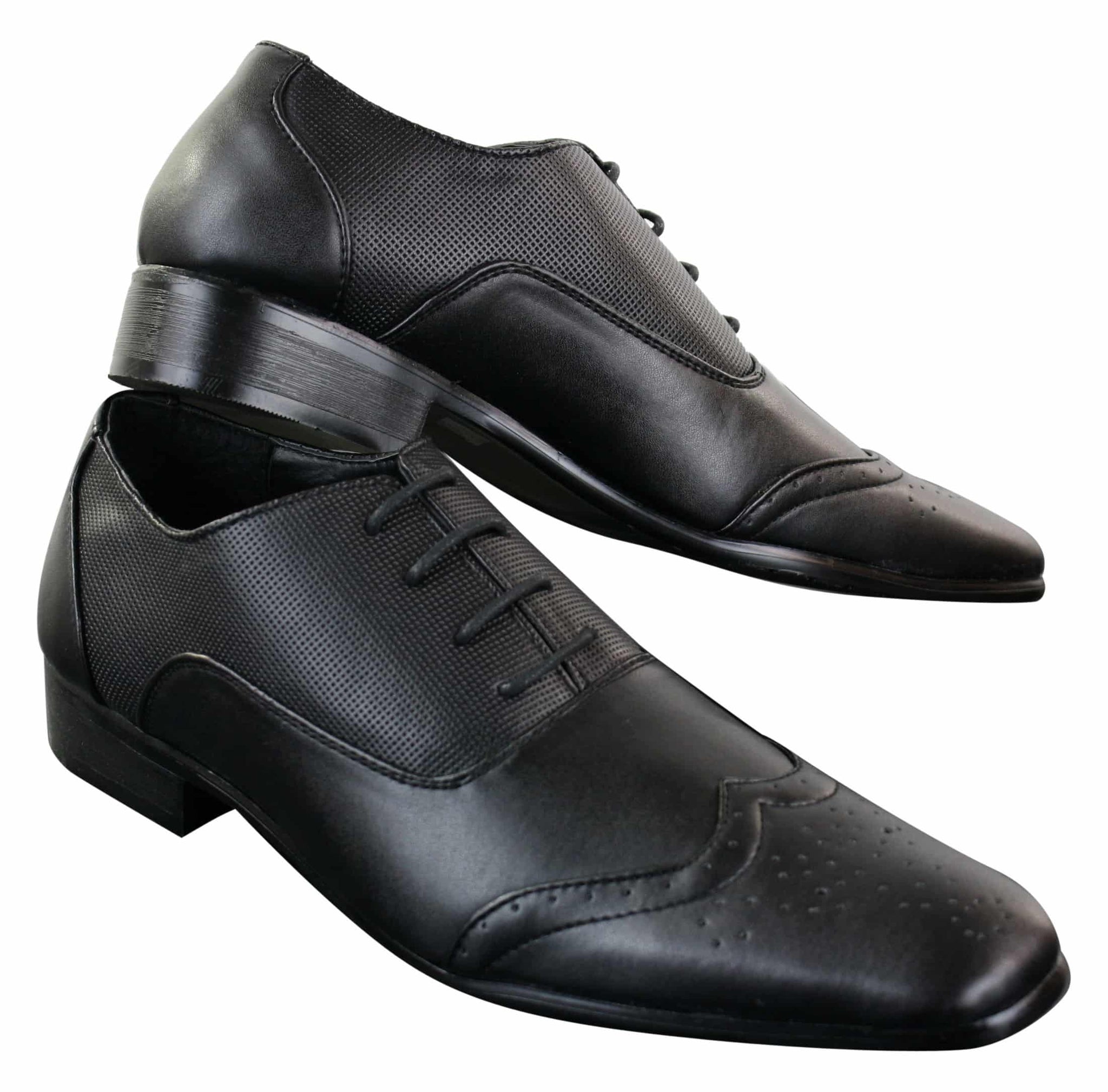 Gio Gino 907001 vīriešu melnas elegantas, formālas, PU ādas, šņorētas brogu kurpes Gatsby itāļu klasiskās