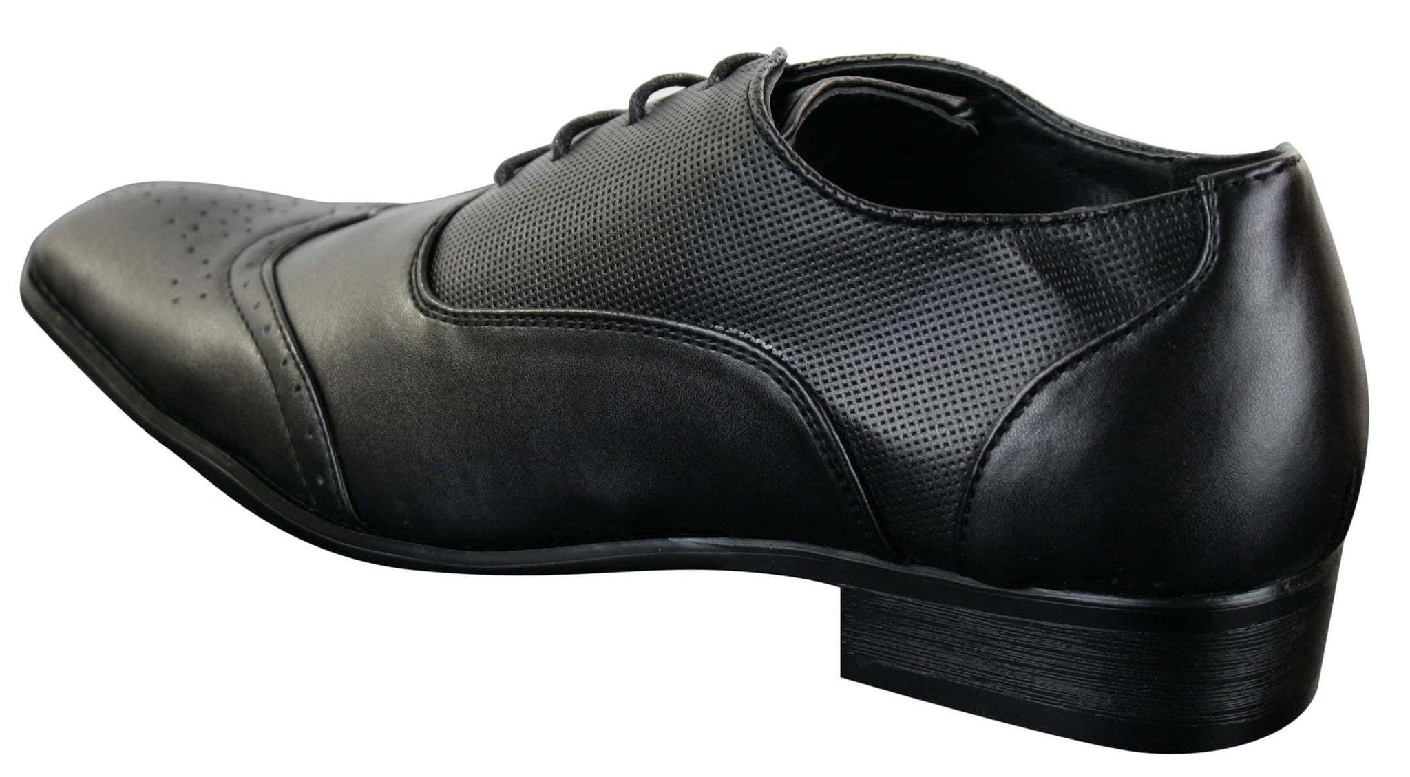 Gio Gino 907001 vīriešu melnas elegantas, formālas, PU ādas, šņorētas brogu kurpes Gatsby itāļu klasiskās