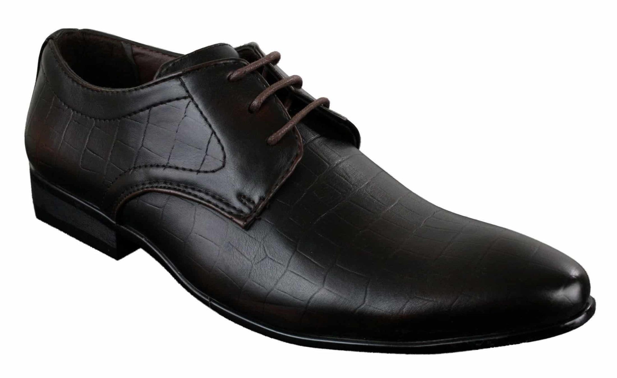 Vīriešu melnas, dzeltenbrūnas, krokodila, čūskas formas PU ādas kurpes ar šņorēm, elegantas, formālas un smailas papēžiem.