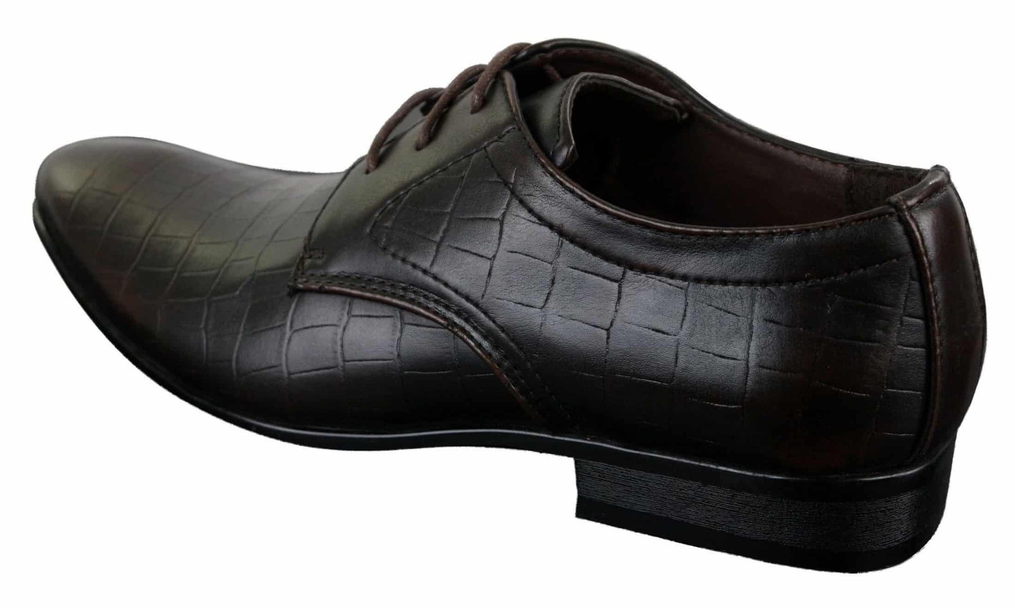 Vīriešu melnas, dzeltenbrūnas, krokodila, čūskas formas PU ādas kurpes ar šņorēm, elegantas, formālas un smailas papēžiem.