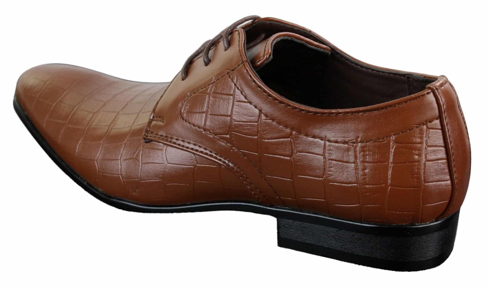 Vīriešu melnas, dzeltenbrūnas, krokodila, čūskas formas PU ādas kurpes ar šņorēm, elegantas, formālas un smailas papēžiem.