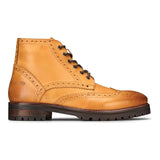 Vīriešu īstas ādas platformas brogue zābaki, pankroka, melni, dzeltenbrūni