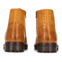 Vīriešu īstas ādas platformas brogue zābaki, pankroka, melni, dzeltenbrūni