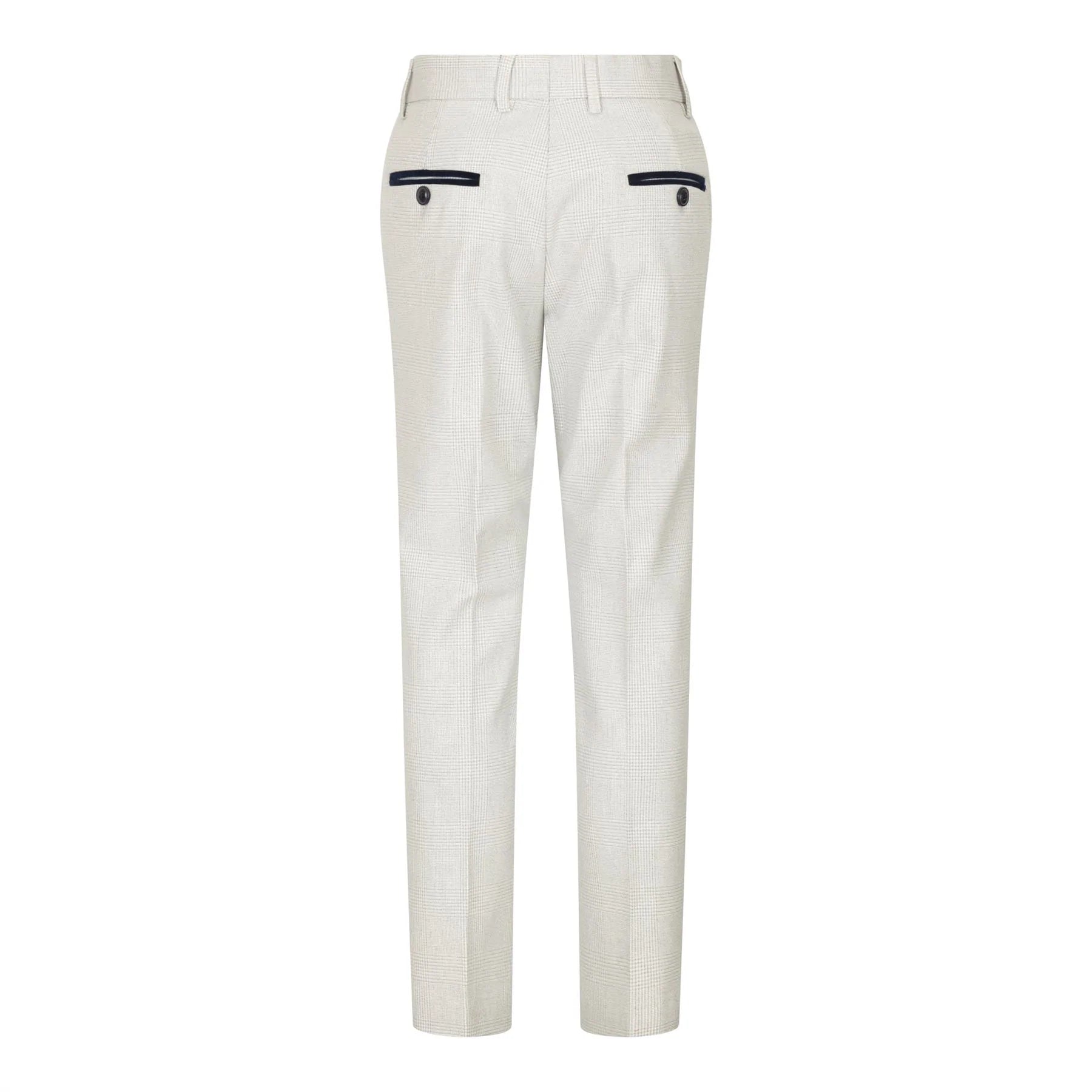 Zēnu trīsdaļīgs krēmkrāsas tvīda uzvalks kāzām, ballītēm, rūtains, pieguļošs, elegants, formāls