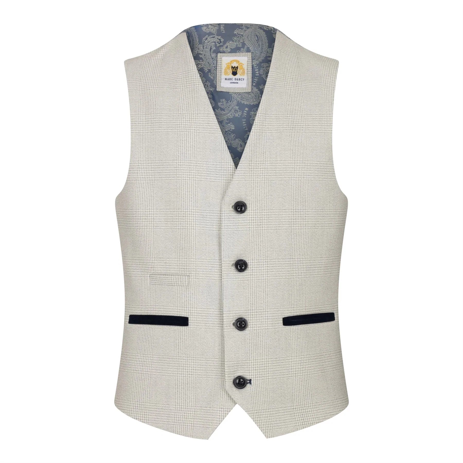 Zēnu trīsdaļīgs krēmkrāsas tvīda uzvalks kāzām, ballītēm, rūtains, pieguļošs, elegants, formāls