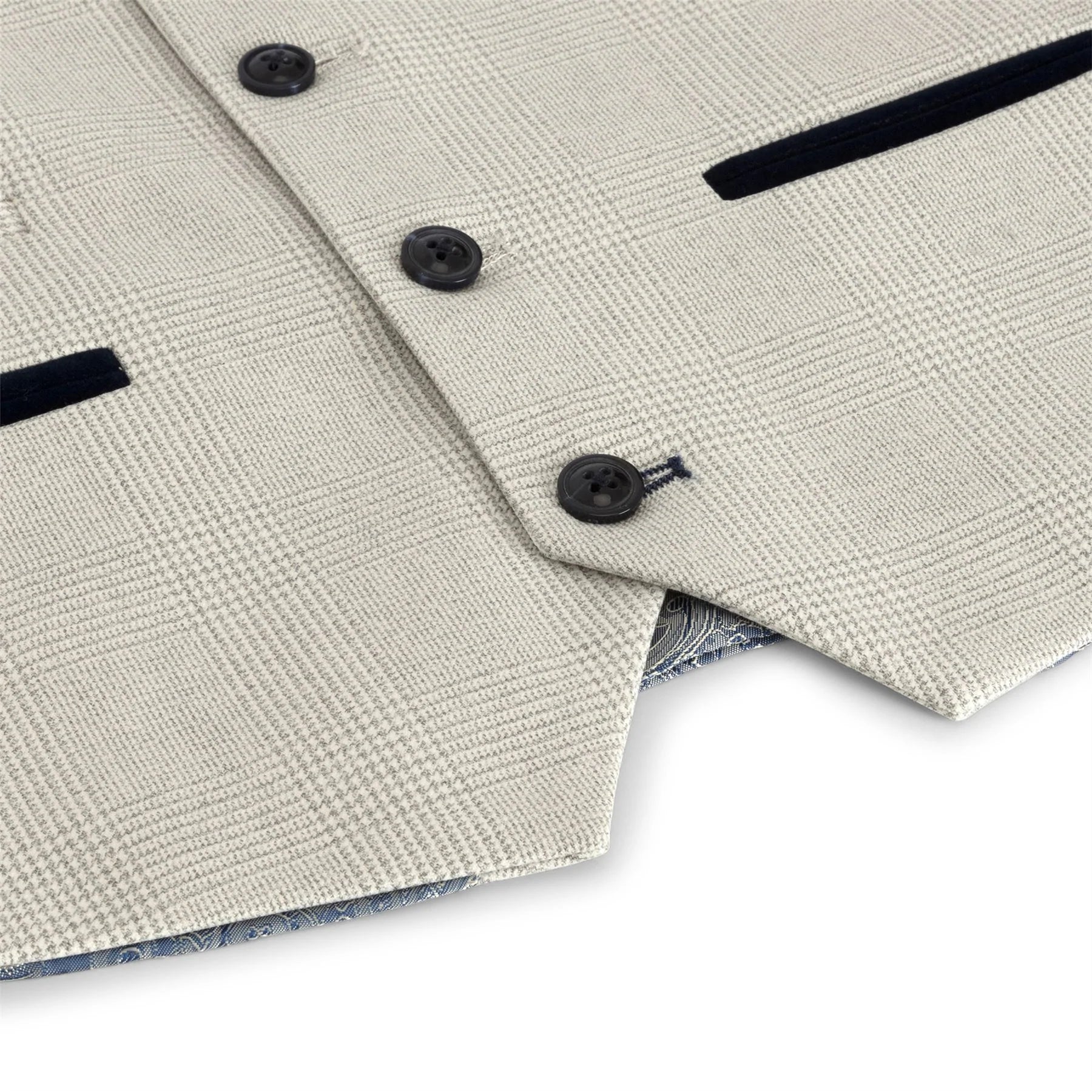 Zēnu trīsdaļīgs krēmkrāsas tvīda uzvalks kāzām, ballītēm, rūtains, pieguļošs, elegants, formāls