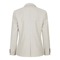 Zēnu trīsdaļīgs krēmkrāsas tvīda uzvalks kāzām, ballītēm, rūtains, pieguļošs, elegants, formāls