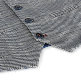 Zēnu trīsdaļīgs krēmkrāsas tvīda uzvalks kāzām, ballītēm, rūtains, pieguļošs, elegants, formāls