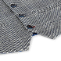 Zēnu trīsdaļīgs krēmkrāsas tvīda uzvalks kāzām, ballītēm, rūtains, pieguļošs, elegants, formāls