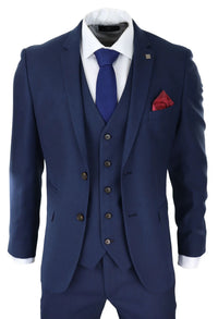 Vīriešu tumši zils trīsdaļīgs uzvalks, pieguļošs, elegants, formāls, klasisks, kāzu, retro, vintage stils