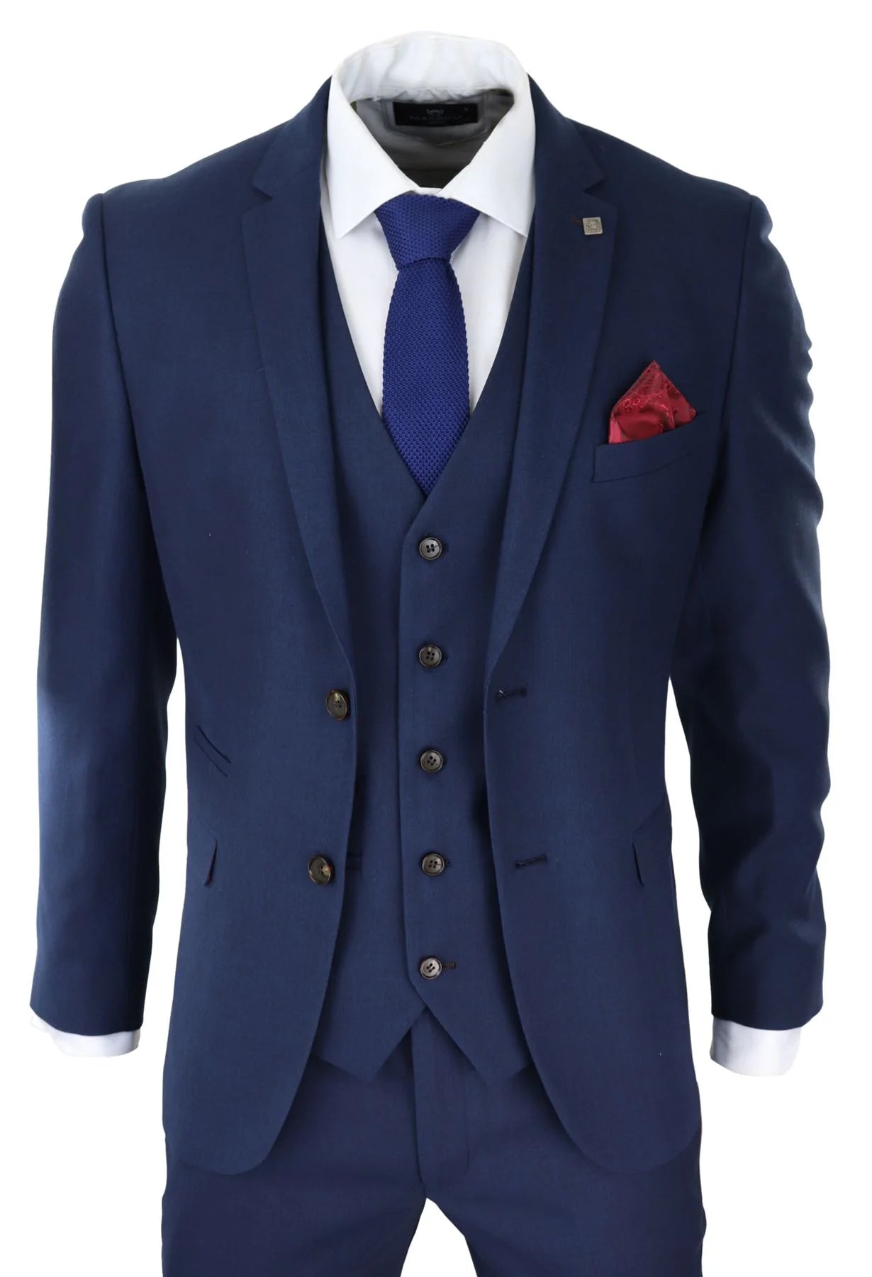 Vīriešu tumši zils trīsdaļīgs uzvalks, pieguļošs, elegants, formāls, klasisks, kāzu, retro, vintage stils