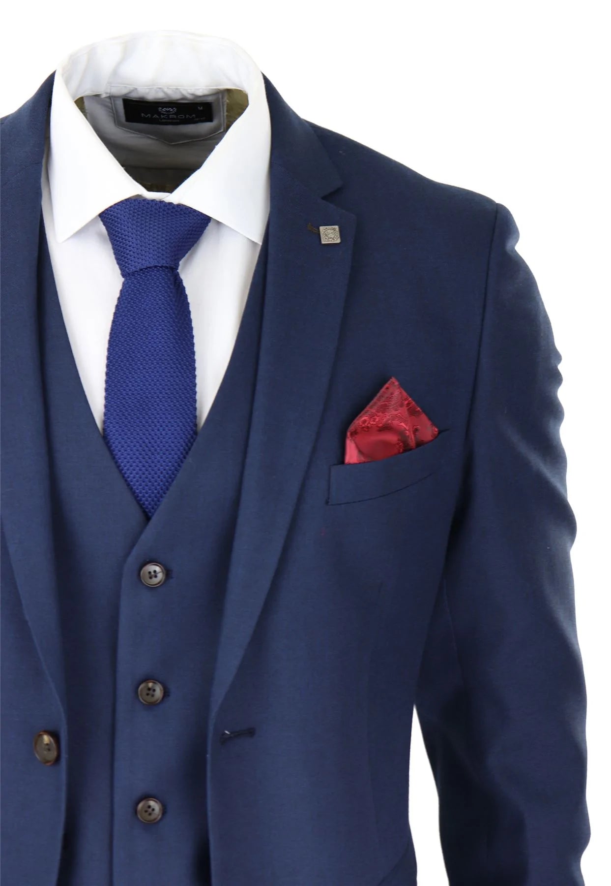 Vīriešu tumši zils trīsdaļīgs uzvalks, pieguļošs, elegants, formāls, klasisks, kāzu, retro, vintage stils