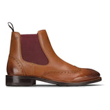 Vīriešu uzvelkami īstas ādas brogue zābaki brūni, gaiši dzelteni, klasiski, eleganti, formāli, Londonas stilā