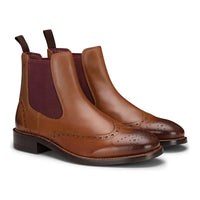 Vīriešu uzvelkami īstas ādas brogue zābaki brūni, gaiši dzelteni, klasiski, eleganti, formāli, Londonas stilā