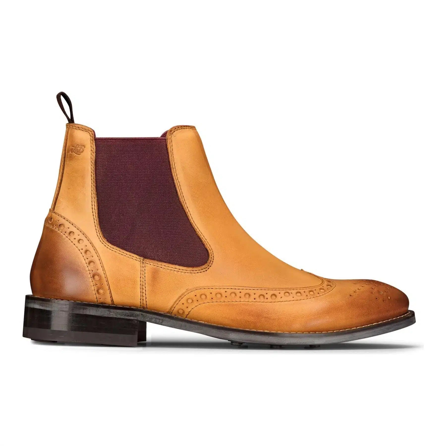 Vīriešu uzvelkami īstas ādas brogue zābaki brūni, dzeltenbrūni, klasiski, eleganti, formāli, Londonas stilā