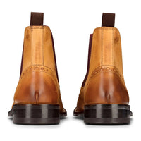 Vīriešu uzvelkami īstas ādas brogue zābaki brūni, dzeltenbrūni, klasiski, eleganti, formāli, Londonas stilā