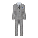 Zēnu Marc Darcy trīsdaļīgs uzvalks, pelēks, Velsas prinča, zils, rūtains, vintage, retro
