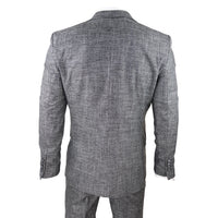 Vīriešu trīsdaļīgs uzvalks, pelēks, melns, teksturēts, pieguļošs, kāzu, izlaiduma, ballītes, elegants, formāls