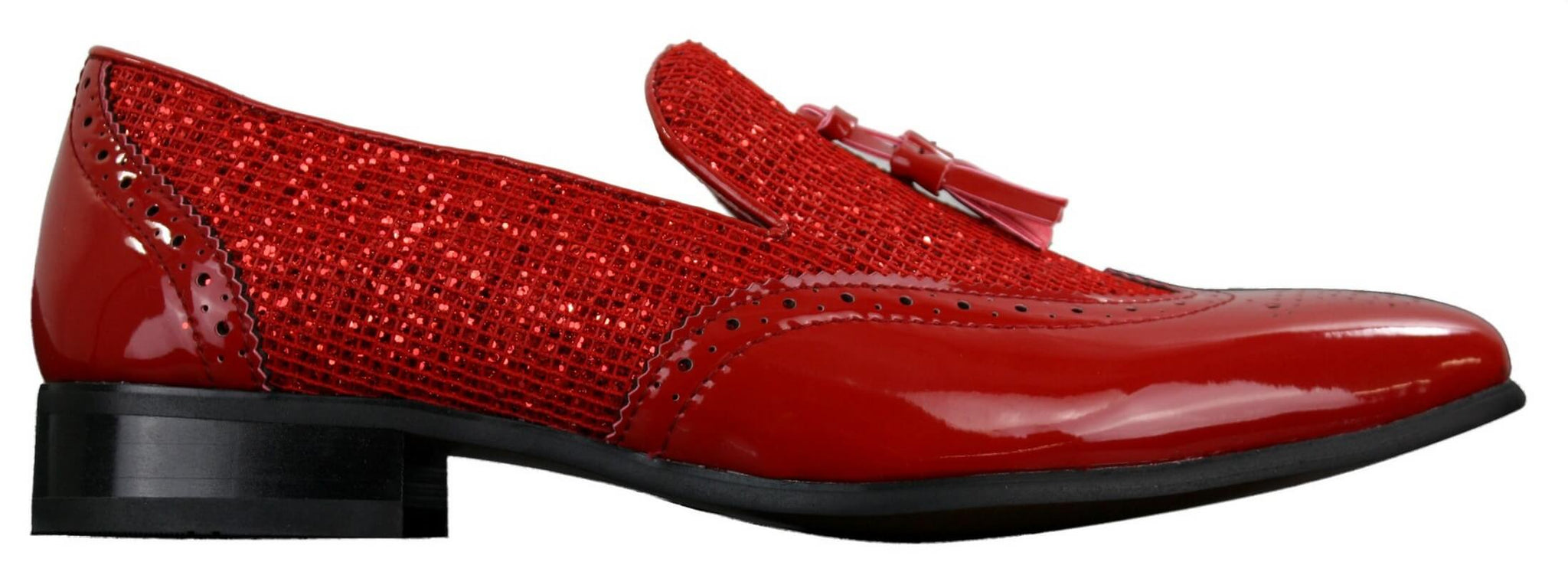 Vīriešu elegantas ballīšu kurpes ar spīdīgām, pušķotām virsmām, sarkanas, sudrabainas, melnas, uzvelkamas lakotas ādas kurpes