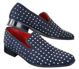 Vīriešu zamšādas mokasīni ar radzēm, sudrabaini, eleganti, ikdienas, spīdīgi, ballīšu apavi