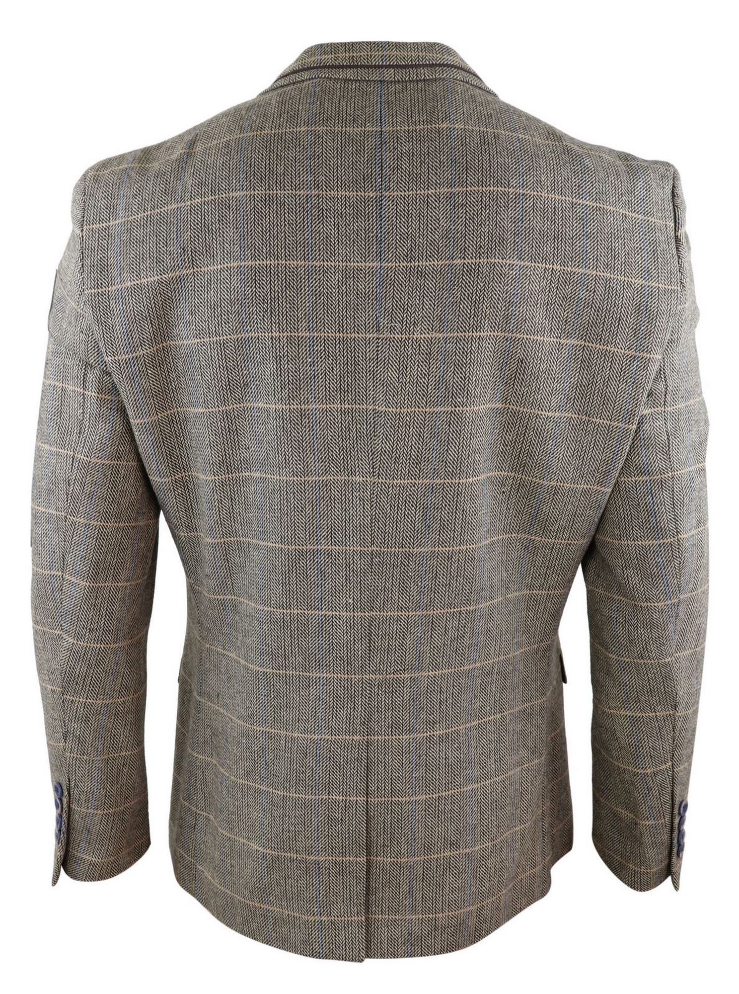Vīriešu ozolkoka brūna vintage rūtaina tvīda žakete vai veste ar retro rakstu