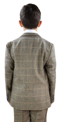 Zēnu dzeltenbrūns tvīda trīsdaļīgs uzvalks - Peaky Blinders Suit Albert
