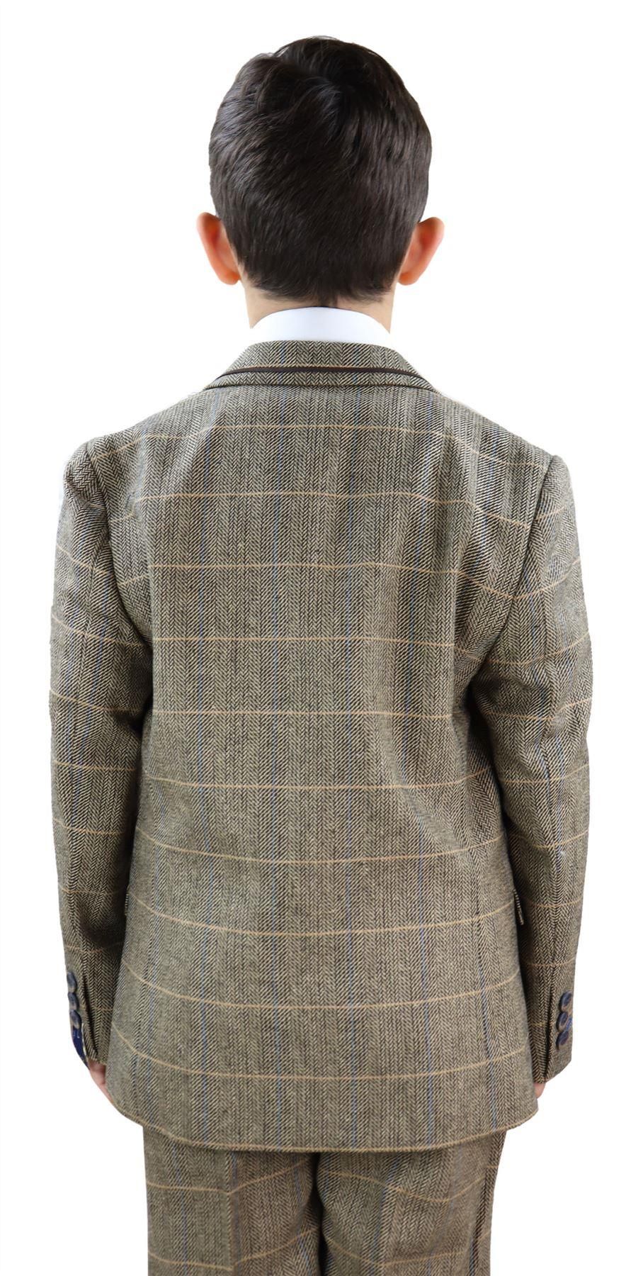 Zēnu dzeltenbrūns tvīda trīsdaļīgs uzvalks - Peaky Blinders Suit Albert