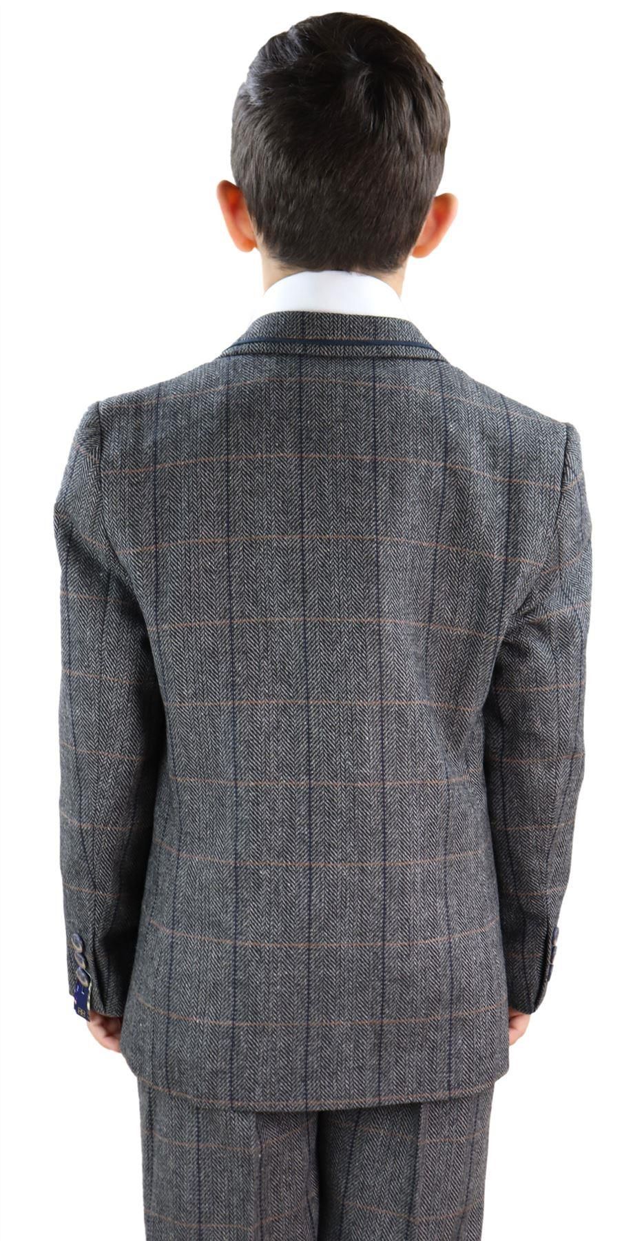 Zēnu pelēks tvīda trīsdaļīgs Peaky Blinders uzvalks Albert - Kāzu uzvalks