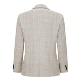 Zēnu rūtainais tvīda bēšbrūns trīsdaļīgs uzvalks kāzām, vintage, retro, klasisks