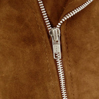 Vīriešu vintage Brando zamšādas jaka ar īstu ādu un krustenisku rāvējslēdzēju - kamieļkrāsas