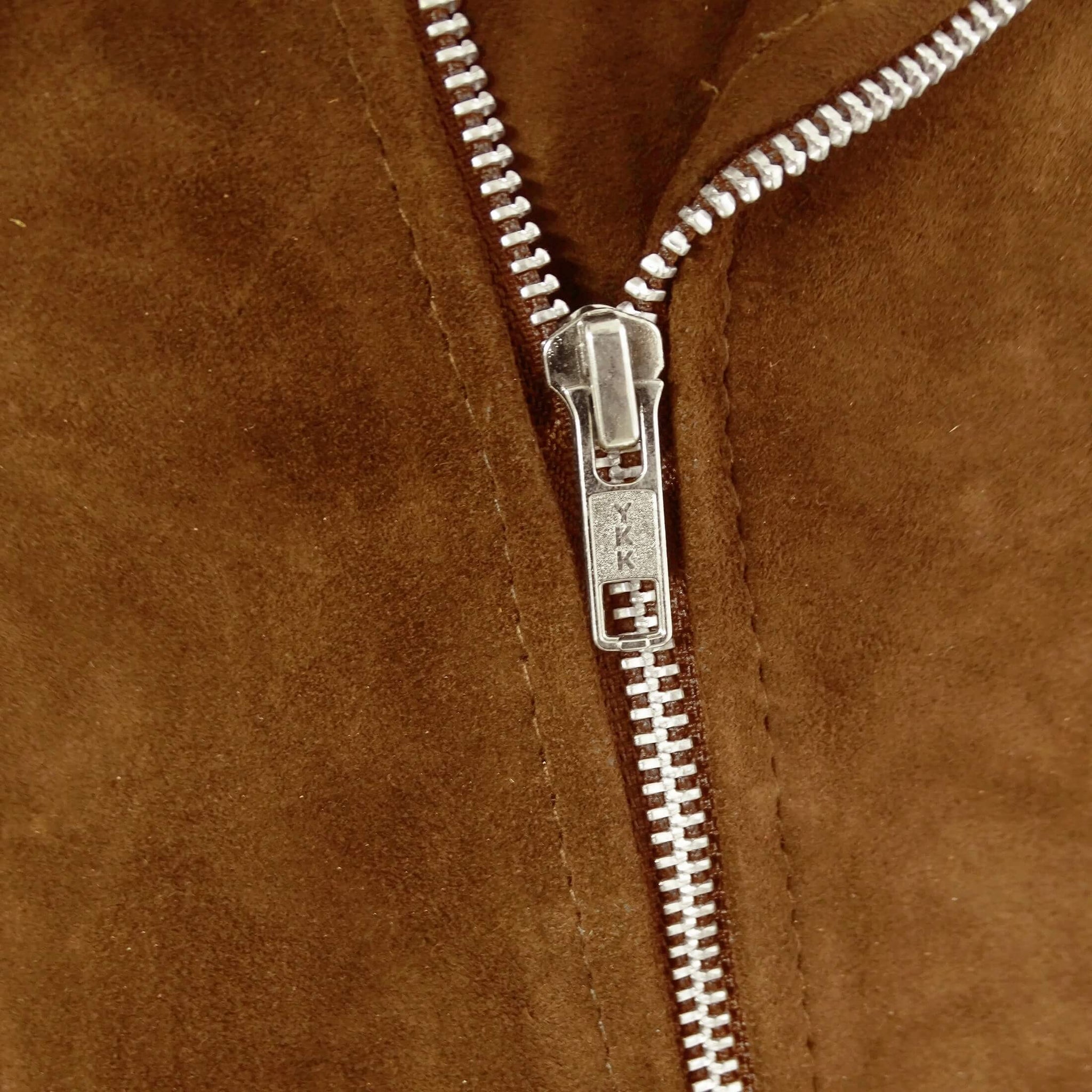 Vīriešu vintage Brando zamšādas jaka ar īstu ādu un krustenisku rāvējslēdzēju - kamieļkrāsas