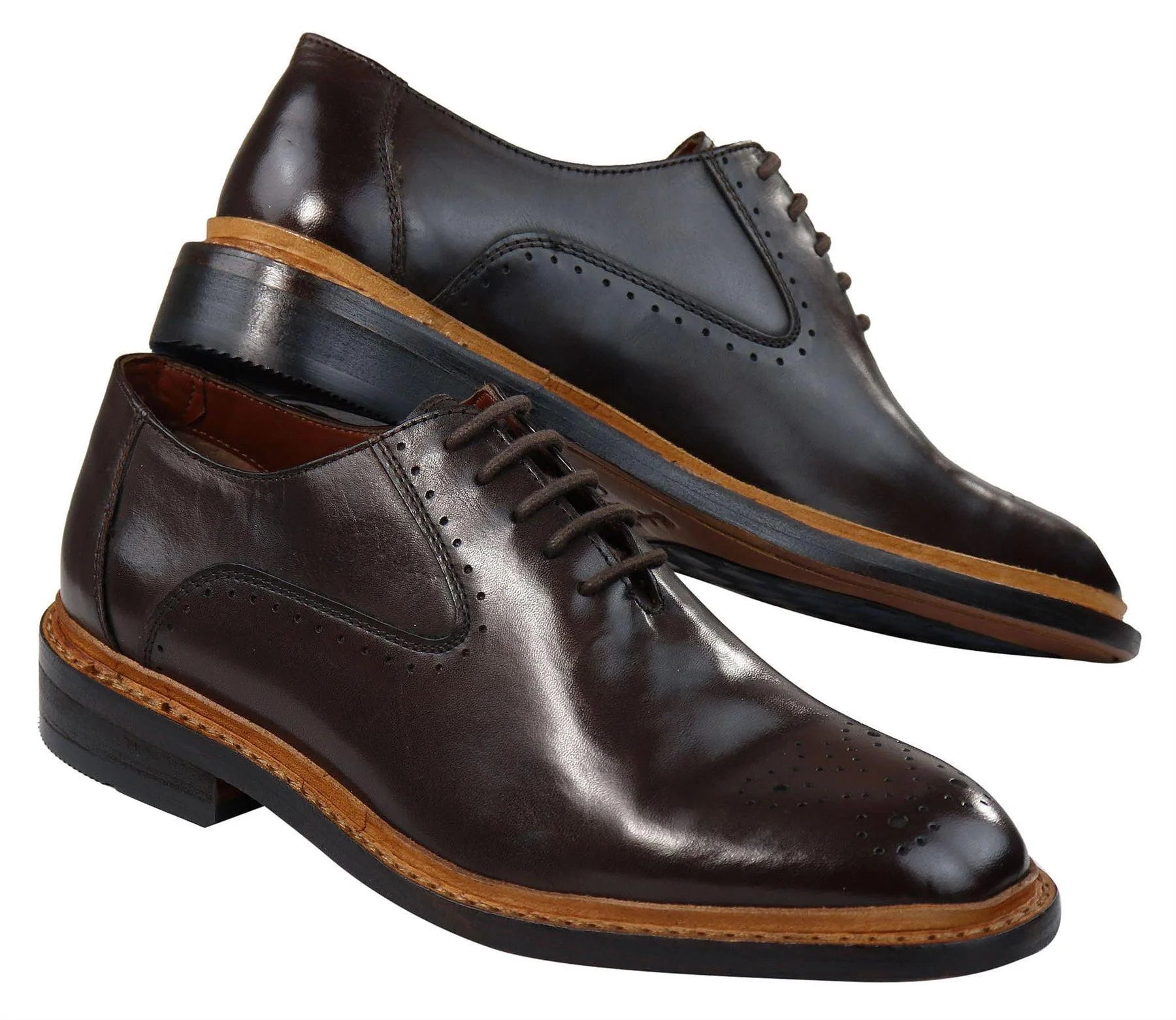 Vīriešu brogue Oxford kurpes, dzeltenbrūnas, melnas, mežģīņotas ādas Goodyear apavi, apmales