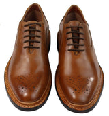 Vīriešu brogue Oxford kurpes, dzeltenbrūnas, melnas, mežģīņotas ādas Goodyear apavi, apmales