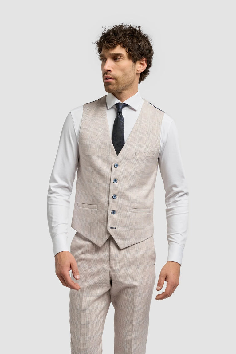 Caridi - vīriešu tvīda bēša kāzu veste