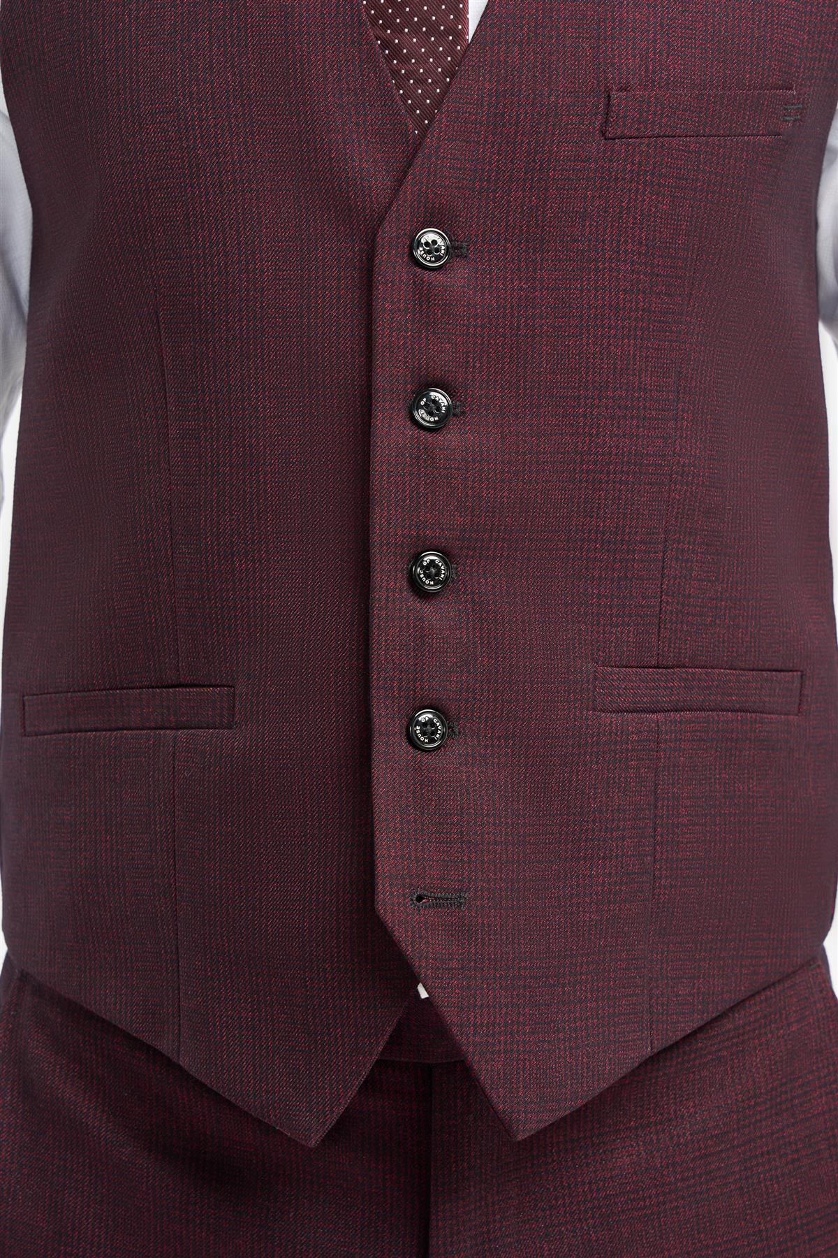 Caridi - vīriešu bordo rūtaina veste