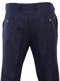 Vīriešu vintage tvīda uzvalka bikses - tumši zilas